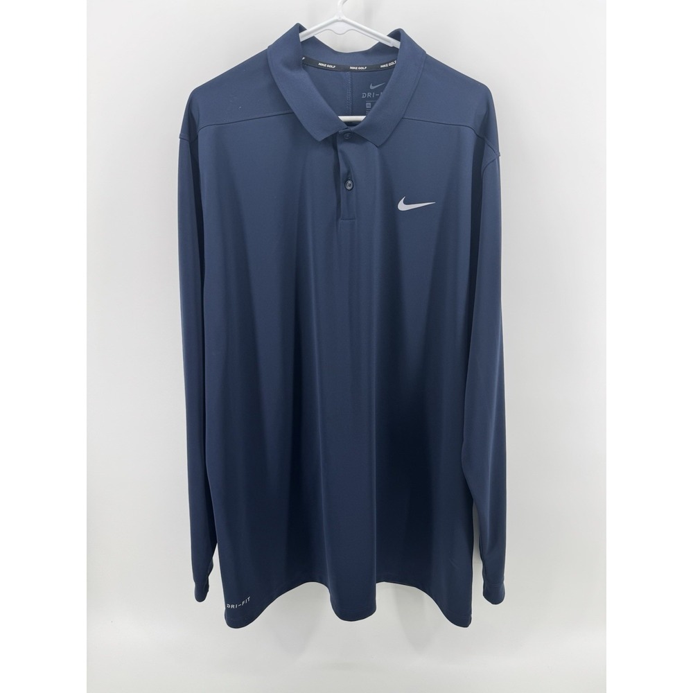 Nike Golf Long Sleeve Polo Shirt Mens XXL  Blue Dri-Fit
